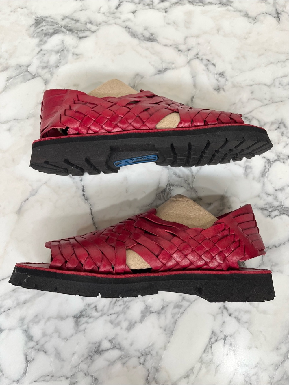 Brand X red leather huaraches sandals made in Mexico open toe woman’s size 8 - Picture 7 of 11